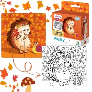 PUZZLE KOLOROWANKA 2w1 MOTYW JEŻYKA - DWUSTRONNA ZABAWA EDUKACYJNA