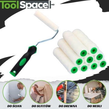 ВЕЛЮРНЫЙ ВАЛИК ДЛЯ ПОКРАСКИ ВЕЛЮР ДЛЯ НИТРО 11см 10шт + ручка ПАРКЕТНЫЕ ЛАМПЫ