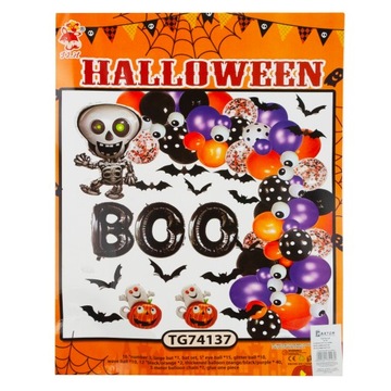 НАБОР УКРАШЕНИЙ НА ХЭЛЛОУИН ГИРЛАНДЫ ЛАТЕКСНЫЕ ФОЛЬГОВЫЕ ШАРЫ ЛАТЕКС надпись Kościotr