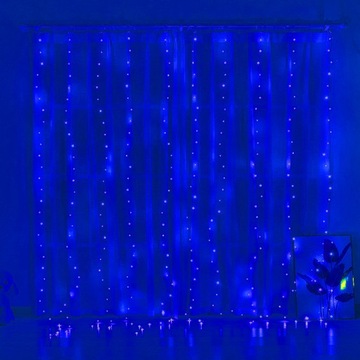 300 LED Curtain świetlna, niebieska girlanda żarówkowa do pokoju