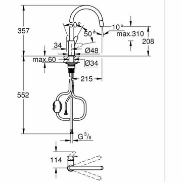 Смеситель Grohe с одной ручкой, латунь, форма C