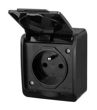 HERMES GNIAZDO POJEDYNCZE CZARNE IP44 0321-09