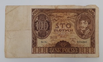 Старая коллекционная банкнота Польша 100 злотых 1934 года.