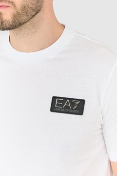 EA7 Biały męski t-shirt z naszywką z logo XL