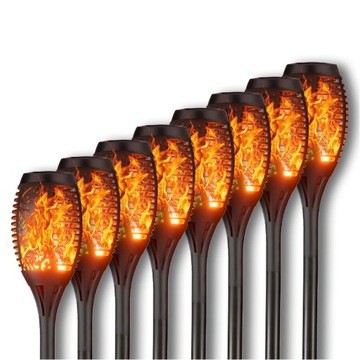 8 x LAMPA SOLARNA SZPIKULEC LED WBIJANA SŁUPEK EFEKT PŁOMIEŃ LATARNIA OGIEŃ