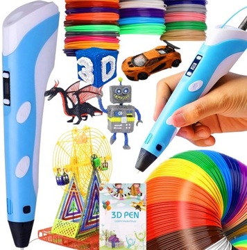 DŁUGOPIS 3D DLA DZIECI DRUKARKA 3D PEN + WKŁAD 210m + SZABLONY ZESTAW XXL