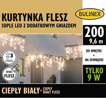 BULINEX Kurtynka FLESZ sople LED 200L ciepły biały