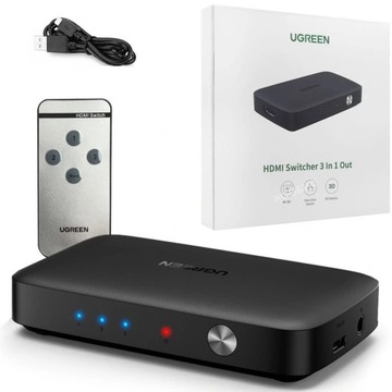 UGREEN ROZDZIELACZ HDMI SPLITTER SWITCH HDMI 3x HDMI 4K 30Hz + PILOT