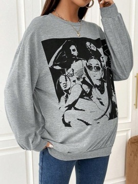 Свитшот для беременных CLASSIC СВОБОДНЫЙ СЕРЫЙ ПРОСТОЙ ГРАФИЧЕСКИЙ ПРИНТ SMOOTH SHEIN L