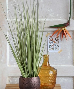 Зеленая искусственная трава в декоративном горшке, 40 см.