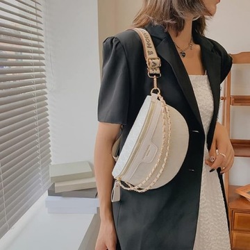 SASZETKA NERKA DAMSKA TOREBKA LISTONOSZKA BIAŁA CROSSBODY BIODRÓWKA