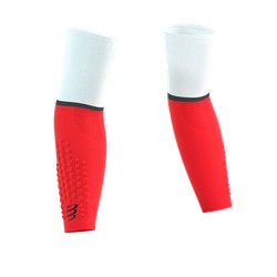 COMPRESSPORT Rękawki kompresyjne ULTRALIGHT white/fluo red T3
