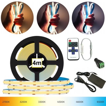 COB LED ЛЕНТА 4м КОМПЛЕКТ БЕЗ ТОЧЕК + КОНТРОЛЛЕР С ДИСТАНЦИОННЫМ УПРАВЛЕНИЕМ + БЛОК ПИТАНИЯ