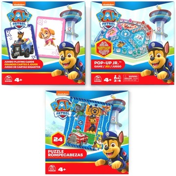 Spin Master Psi Patrol zestaw gier 3w1 Puzzle Pop-up Karty Jumbo