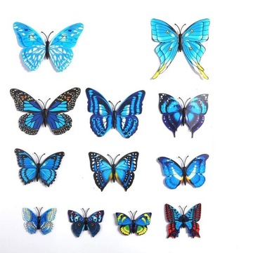 3D наклейки на стену с бабочками синие бабочки
