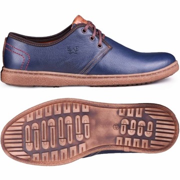 Buty męskie skórzane sznurowane granat 42 KAMPOL