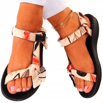 SANDAŁY DAMSKIE SANDAŁKI SPORTOWE KOKARDA RZEP