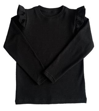 CZARNA DZIEWCZĘCA BLUZKA Z FALBANKĄ ROZ.134