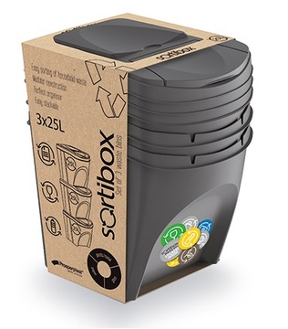 Набор из 3-х БИН-КОНТЕЙНЕРОВ для сортировки мусора, 3х20л.