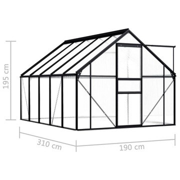VidaXL Szklarnia, antracytowa, aluminium, 5,89 m²