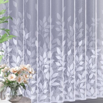 Firanka żakard metraż Volta liście bluszcz liść listki 623948 biała 120cm