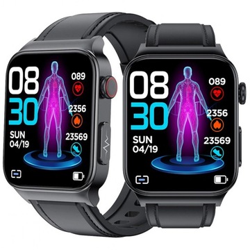Sportowy kardiowatch E500 pomiar EKG, pomiar jakości snu wodoodporny czarny