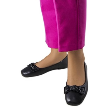 Czarne Skóra ekologiczna Buty Baleriny r.38