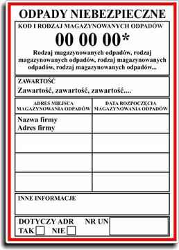 ODPADY NIEBEZPIECZNE Naklejki Etykiety FOLIA x 100