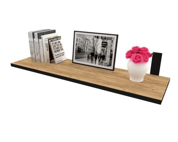 ПОДВЕСНАЯ НАСТЕННАЯ ПОЛКА LOFT CRAFT ДУБ ЧЕРНЫЙ ШПОН 80 СМ