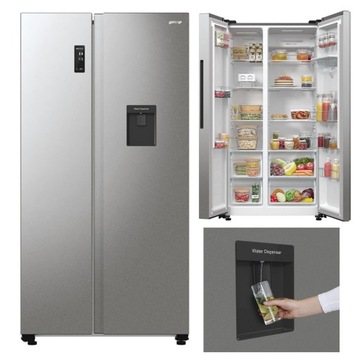 Lodówka SBS Gorenje Dystrybutor Kostkarka No Frost A++ INOX 550l