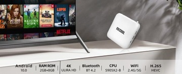 ТВ-приставка Android 10.0, интеллектуальная ТВ-приставка KM2 Netflix, сертифицированный Google USB3.0 Ultra
