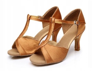 BUTY DO TAŃCA TANECZNE LATINO SALSA 7cm - BRĄZOWE