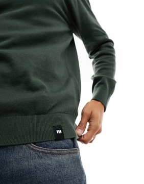 Pull&Bear Dzianinowy sweter w kolorze khaki z suwakiem pod szyją M