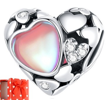 Charms opalizujące serce srebro s925 + pudełko