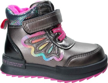 PRZEJŚCIOWE DZIECIĘCE botki BUTY dla dziewczynki na rzep ocieplane r 25