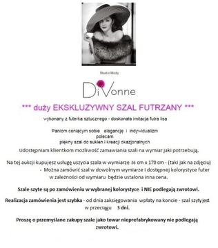 elegancki SZAL FUTRZANY _ narzutka etola do ŚLUBU