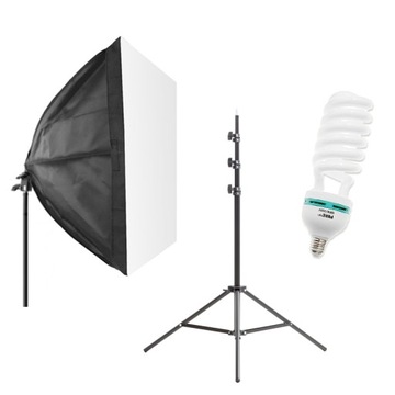 Komplet z SOFTBOX 40x60cm żarówka 85W statyw