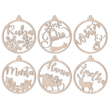 BOMBKA Z IMIENIEM DREWNO ŚWIĘTA MIKOŁAJ RÓŻNE WZOR