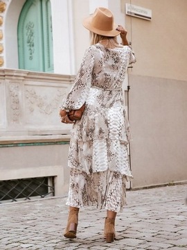 MAXI SUKIENKA SNAKE PRINT STYL BOHO SEXY CLASSIC