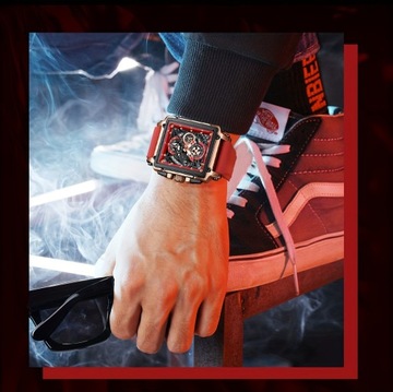 Мужские спортивные часы CRRJU, многофункциональные водонепроницаемые квадратные.