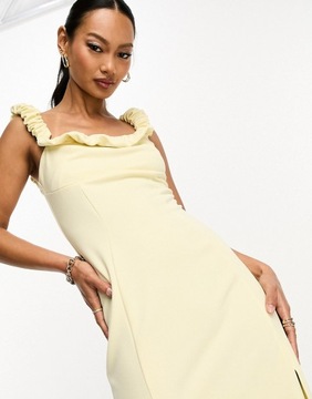LUX Pastelowocytrynowa trapezowa sukienka S