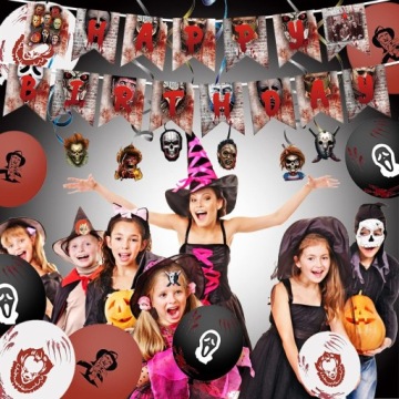 СТРАШНЫЕ УКРАШЕНИЯ НА ДЕНЬ РОЖДЕНИЯ УЖАСЫ, ТОППЕРСЫ, ГИРЛЯНДЫ С ШАРАМИ