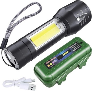 Przenośny Mini latarka LED 3 tryby Zoom USB