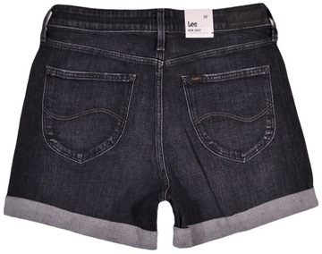 LEE spodenki HIGH black jeans MOM SHORT_ W28