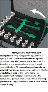 НАБОР СКОРОСТНЫХ ТРЕЩОТОК ZYKLOP 1/4'', 42 ДЕТАЛИ WERA
