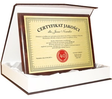 PREZENT 18 30 40 50 60 80 URODZINY CERTYFIKAT+ETUI