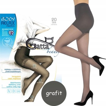 rajstopy GATTA body RELAX MEDICA 20 den PRZECIWŻYLAKOWE grafit # 4 L