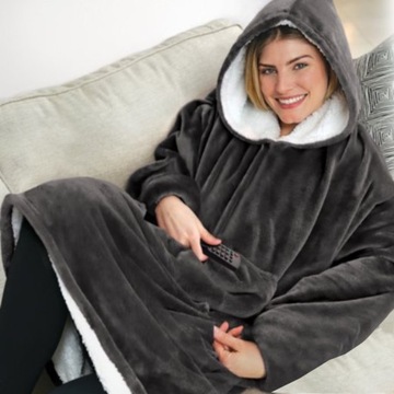 ТЕПЛОЕ, ТОЛСТОЕ XXL ОДЕЯЛО, СВИТШОТ, КАПЮШОН, МЕХОВОЙ ХАЛАТ