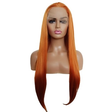 Peruka LACE FRONT ruda marchewkowa rude peruki 40/55/80cm + czepek GRATIS