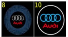 AUDI ZESTAW PROJEKTOR RZUTNIK AKCESORIA LOGO DO AUTA LED + GRATIS BATERIE